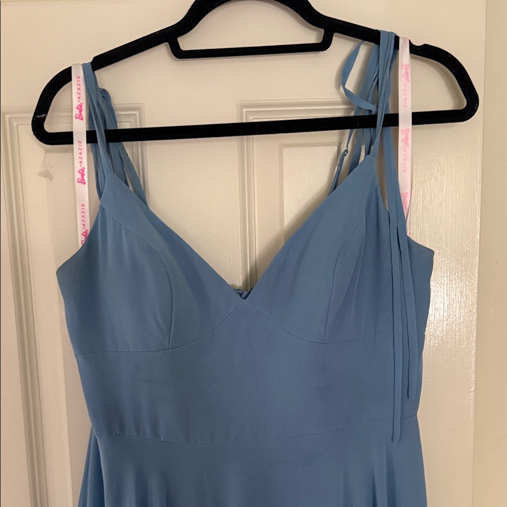 Azazie 1004 - Barbie - Twilight A-Line Bow Chiffon Dress - Steel blue - Picture 2 of 9